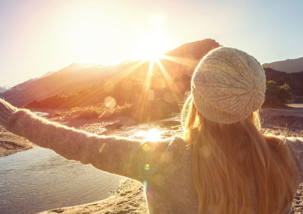 Mental Stark Gruppencoaching Foto Frau bei Sonnenaufgang